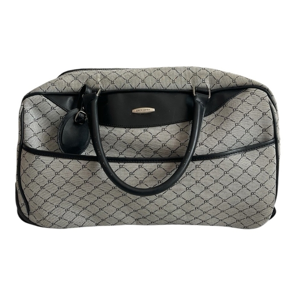 Pierre Cardin Logo Wheeled Duffel Bag Grey Black Rolling Carry-on Luggage Bag - Picture 4 of 11